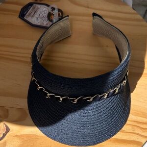 Sun and Sand Navy Gold Chain-Trim Visor-NWT
